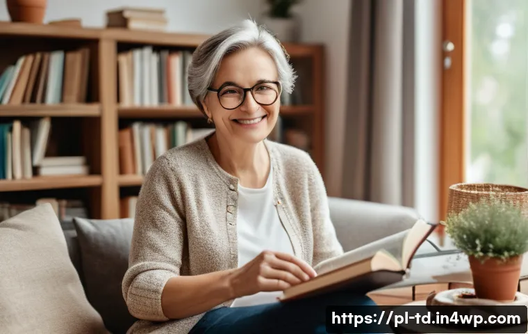 자서전적 치료법의 비전 훈련 방법 - A middle-aged Polish woman sitting comfortably in a cozy living room filled with warm natural light,...